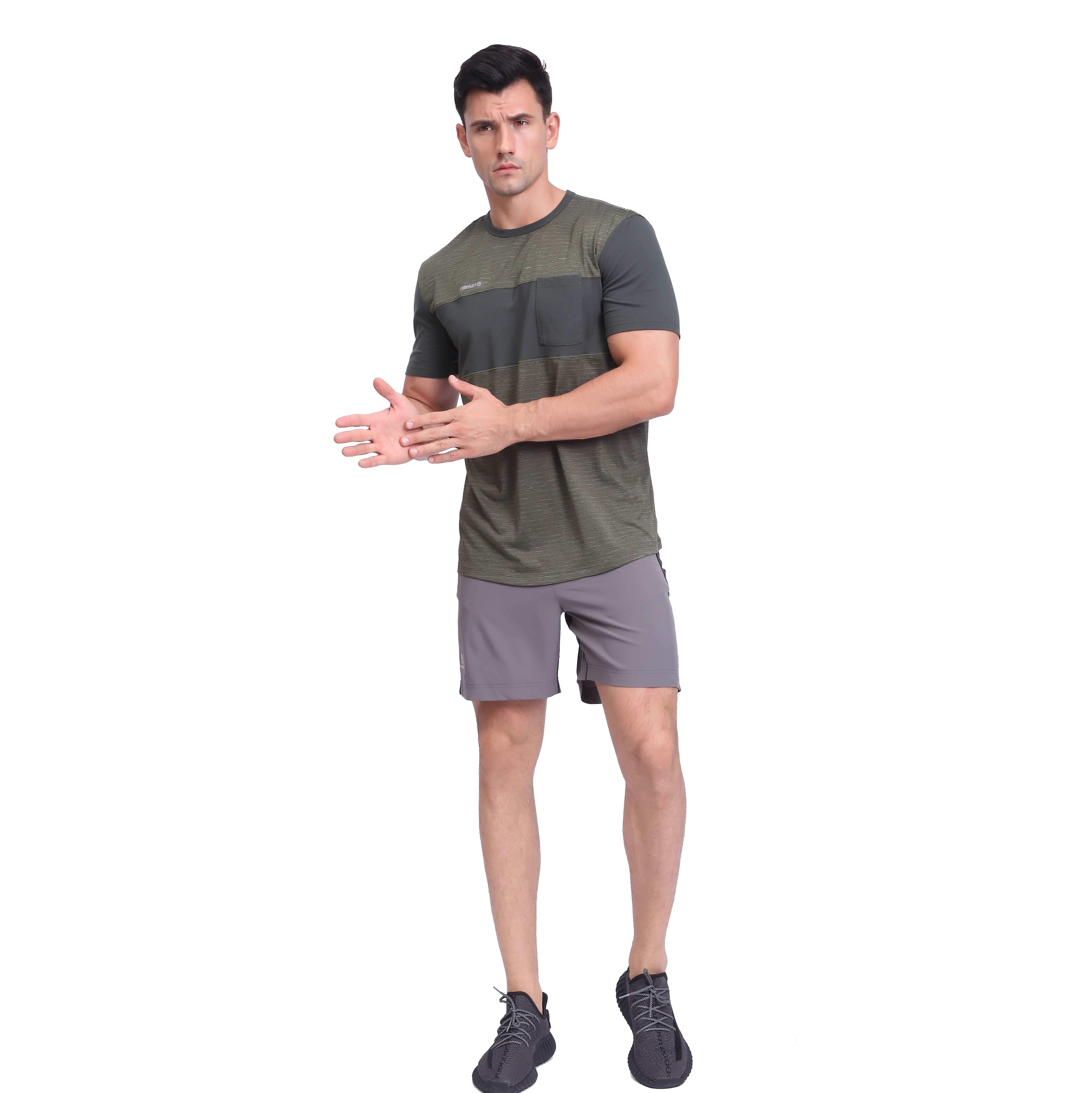 男士跑步干式 T 恤运动面板短袖上衣