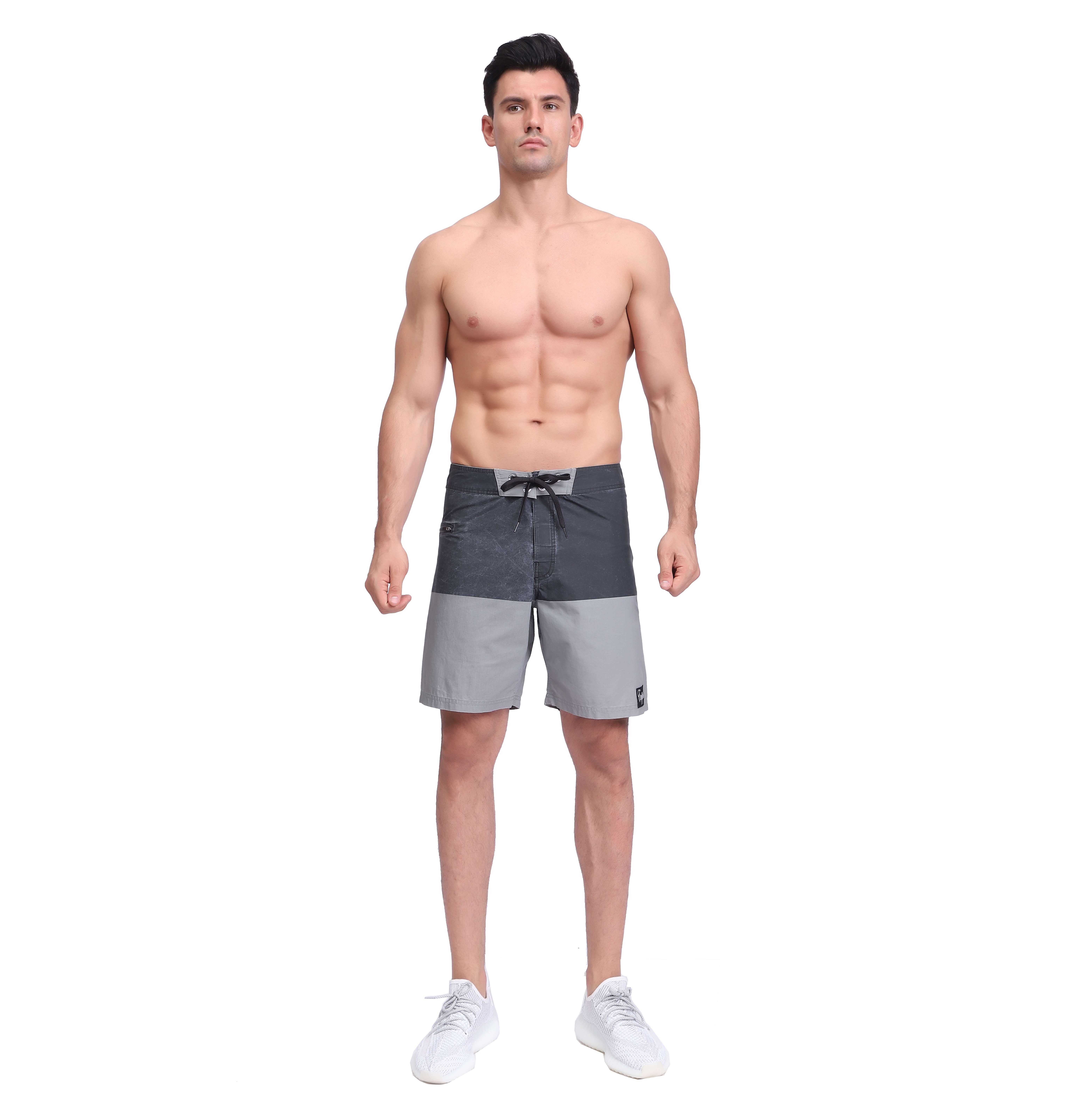 男士防水颜料印花游泳短裤，19 英寸外缝