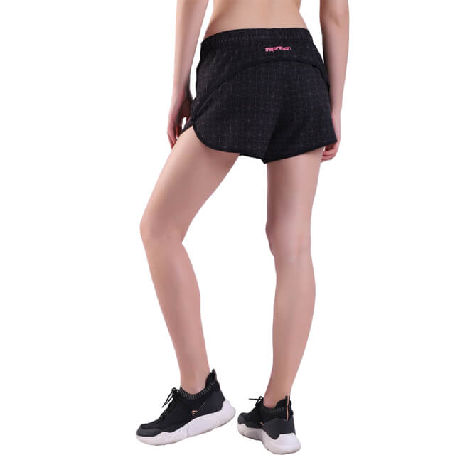 女士运动锻炼运动速干跑步短裤带拉链口袋